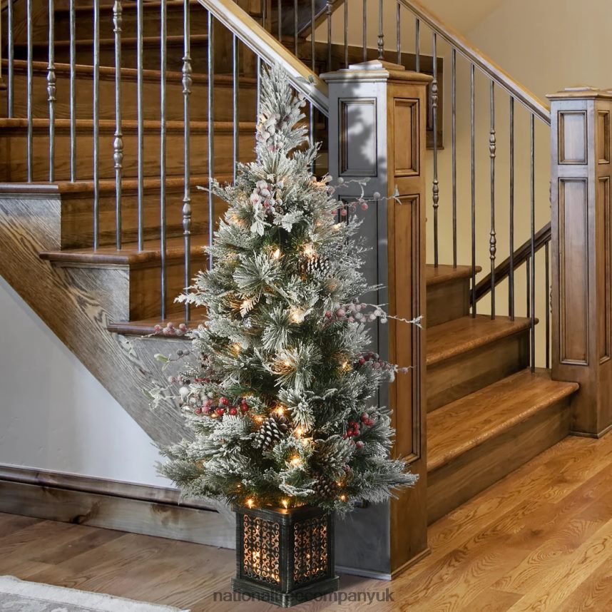 Trees | National Tree Company 4 ft Snowy Bedford Pine Entrance Tree with Clear Lights F2L4F16